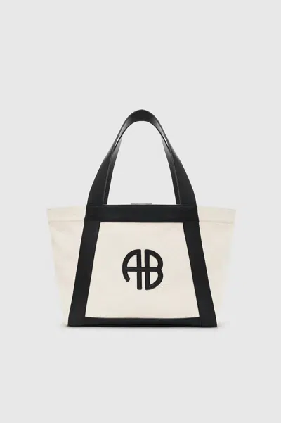 Anine Bing Women's Cara Tote Bag In Natural Canvas With Black In Multi