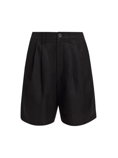 Anine Bing Carrie Short In Black In Black Linen Blend