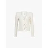 Anine Bing Womens Cream And Black Tweed Anitta V-neck Woven-blend Jacket In Cream And Black Tweed