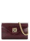 Anine Bing Small Elly Embossed Leather Clutch In Burgundy