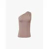 Anine Bing Womens Iron Camila One-shoulder Slim-fit Stretch-woven Top In Iron