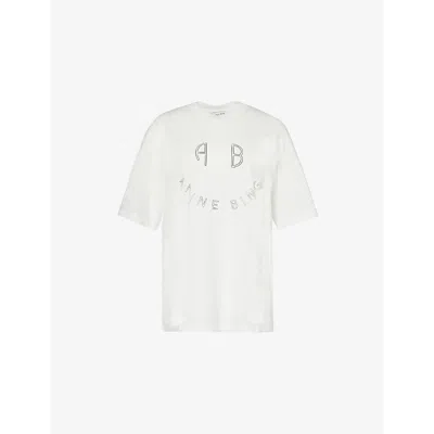 Anine Bing Womens Ivory Kent Ribbed-trim Cotton-jersey T-shirt