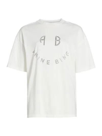 Anine Bing Kent Smiley Printed Cotton-jersey T-shirt In Ivory