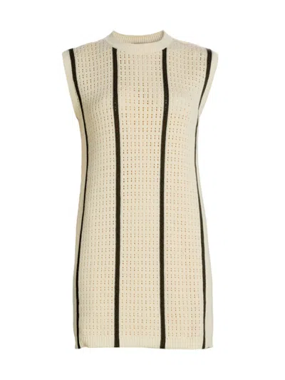 Anine Bing Lanie Striped Minidress In Ivory And Army Green Stripe
