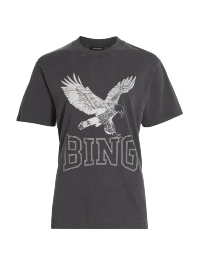 Anine Bing Women's Lili Retro Eagle Cotton T-shirt In Washed Black