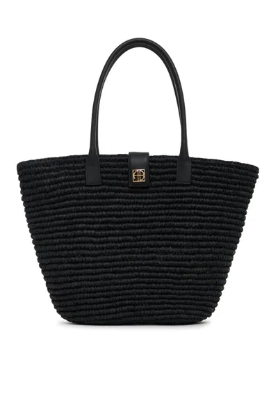 Anine Bing Women's Lou Monogram Tote In Black