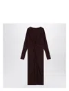 Anine Bing Mathilde Dress With Burgundy Draping In Burgundy