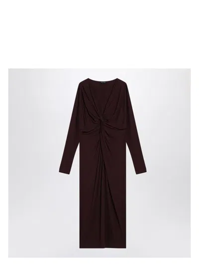 ANINE BING WOMEN'S MATHILDE DRESS WITH BURGUNDY DRAPING