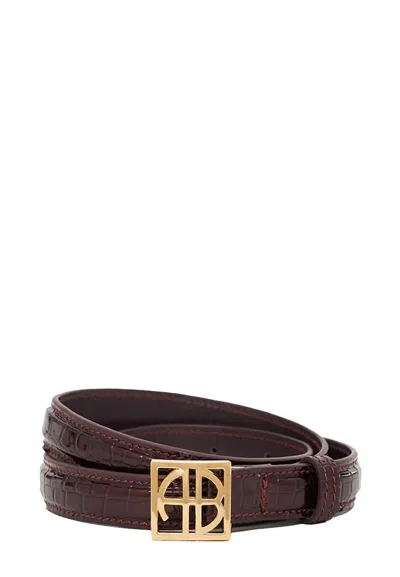 Anine Bing Women's Monogram Belt In Burgundy In Brown