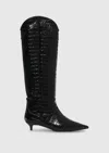 Anine Bing Tall Rae Boots In Black Embossed In Multi