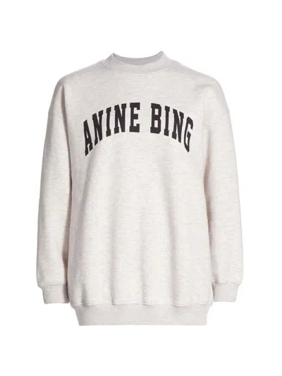 Anine Bing Women's Tyler Logo Cotton-blend Sweatshirt In Oat Melange
