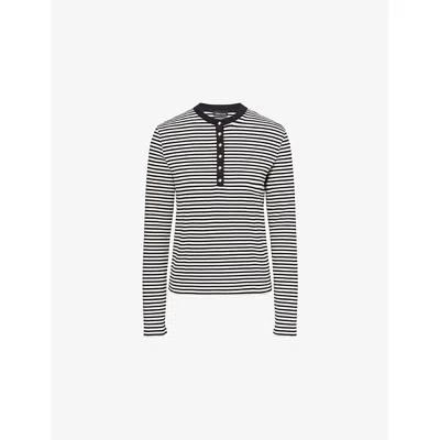 Anine Bing Womens Cream Black Stripe Alessia Striped Stretch-cotton T-shirt