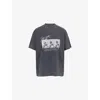 Anine Bing Womens Washed Black Ashton Graphic-print Cotton-jersey T-shirt In Black