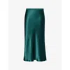 Anine Bing Womens Bar Silk Midi Skirt Dark Teal Xs In Green