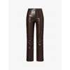 Anine Bing Womens Deep Brown Bruno Slim-leg Leather-blend Trousers In Brown
