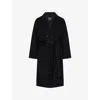 Anine Bing Womens Black Dylan Belted Wool And Cashmere Coat In Black