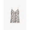 Anine Bing Womens Ellen Python-print Woven Top In White