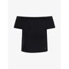 Anine Bing Womens Black Francis Off-shoulders Knitted Top In Black