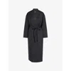 Anine Bing Womens Hunter Belted Wool And Cashmere-blend Coat Dark Heather Grey In Black