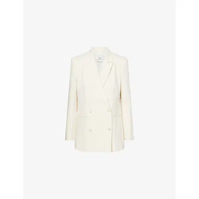 Anine Bing Womens Cream Jasmine Peak-lapels Stretch-woven Blazer In White