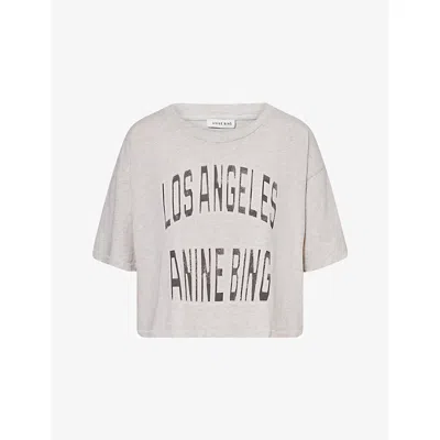 Anine Bing Womens Grey Johnny Cropped Cotton-jersey T-shirt In Gray