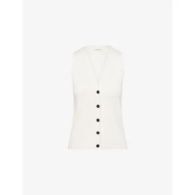 Anine Bing Womens Ivory Lawrence V-neck Stretch-wool Blend Vest In White
