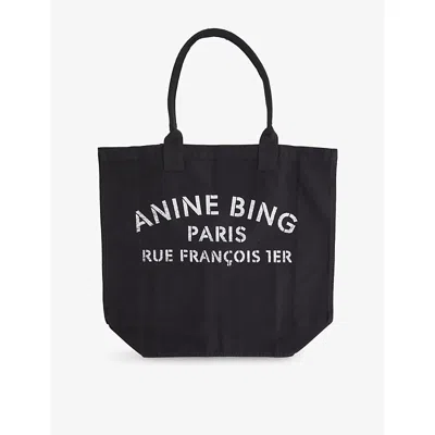 Anine Bing Womens Black Leo Canvas Tote Bag