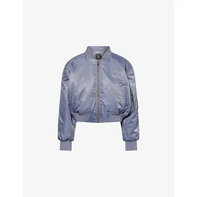 Anine Bing Womens Dark Grey Leon Cropped Woven-shell Bomber Jacket In Purple