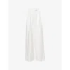 Anine Bing Womens Ivory Linen Blend Lou Wide-leg Woven Trousers