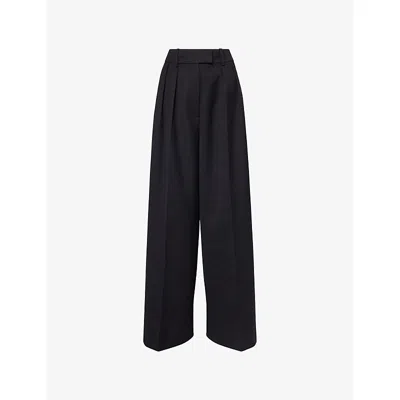 Anine Bing Womens Black Lou Wide-leg Woven Trousers