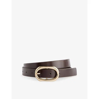 Anine Bing Womens Dark Brown With Gold Mall Signature Leather Belt