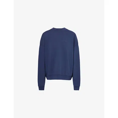Anine Bing Womens Washed Navy Miles Relaxed-fit Cotton-jersey Sweatshirt Xs In Blue