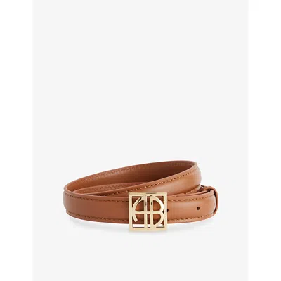 Anine Bing Womens Cognac Monogram Leather Belt In Brown