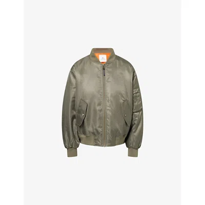 Anine Bing Womens Army Green Leon Relaxed-fit Woven Bomber Jacket Xs