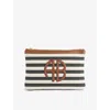 Anine Bing Womens Black And Natural Stripe Lili Cotton Pouch In Multi