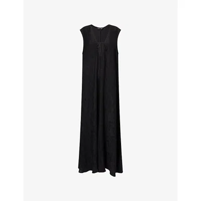 Anine Bing Womens Black Constance Plissé Woven Maxi Dress