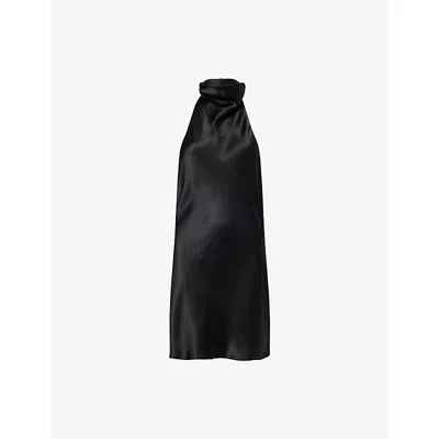 Anine Bing Womens Black Eliana Halterneck Silk Mini Dress