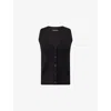 Anine Bing Womens Black Lawrence V-neck Stretch-wool Blend Vest In Black