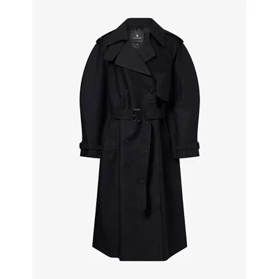 Anine Bing Womens Black Pascale Cotton Maxi Trench Coat