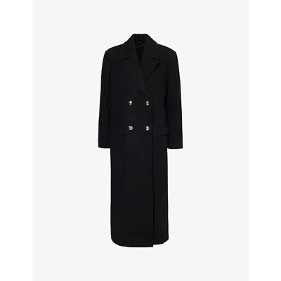 Anine Bing Womens Black Raleigh Double-breasted Wool-blend Coat