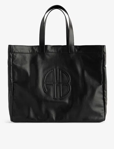 Anine Bing Large Rio Recycled Leather Tote Bag In Black