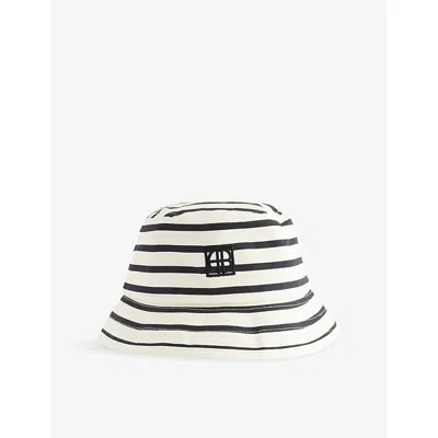 Anine Bing Womens Black Stripe French Nicks Cotton Bucket Hat In White