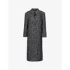 Anine Bing Quinn Wool Blend Herringbone Tweed Coat In Black/white
