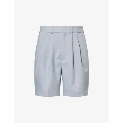 Anine Bing Womens Blue Carrie Tailored Pleated Woven Shorts