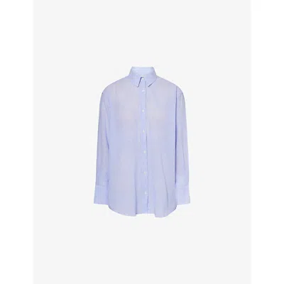 Anine Bing Womens Blue White Stripe Plaza Striped Cotton-poplin Shirt In Multi