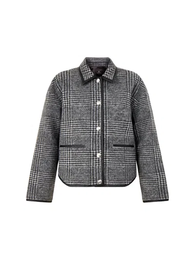 Anine Bing Womens Camden Check Jacket Black Grey