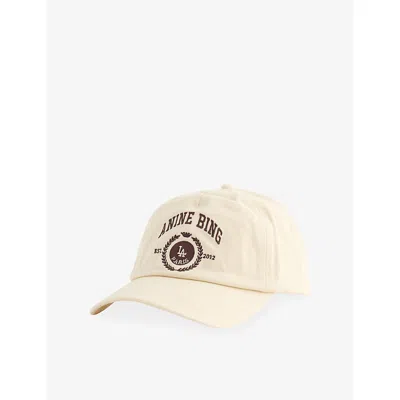 Anine Bing Womens Cream Jeremy Logo-embroidered Cotton Baseball Cap