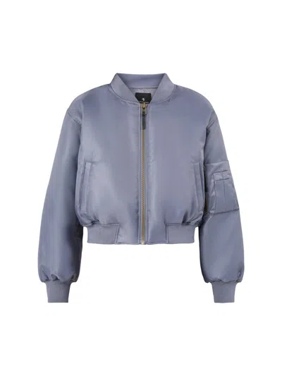 Anine Bing Womens Cropped Leon Bomber Jacket Grey In Blue