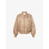 Anine Bing Leon Satin Bomber Jacket In Dark Green