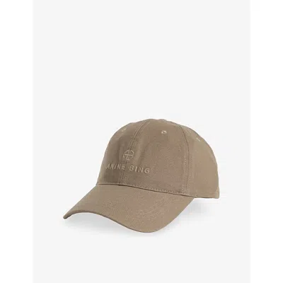 Anine Bing Womens Desert Sage Jeremy Brand-embroidery Cotton Baseball Cap In Brown